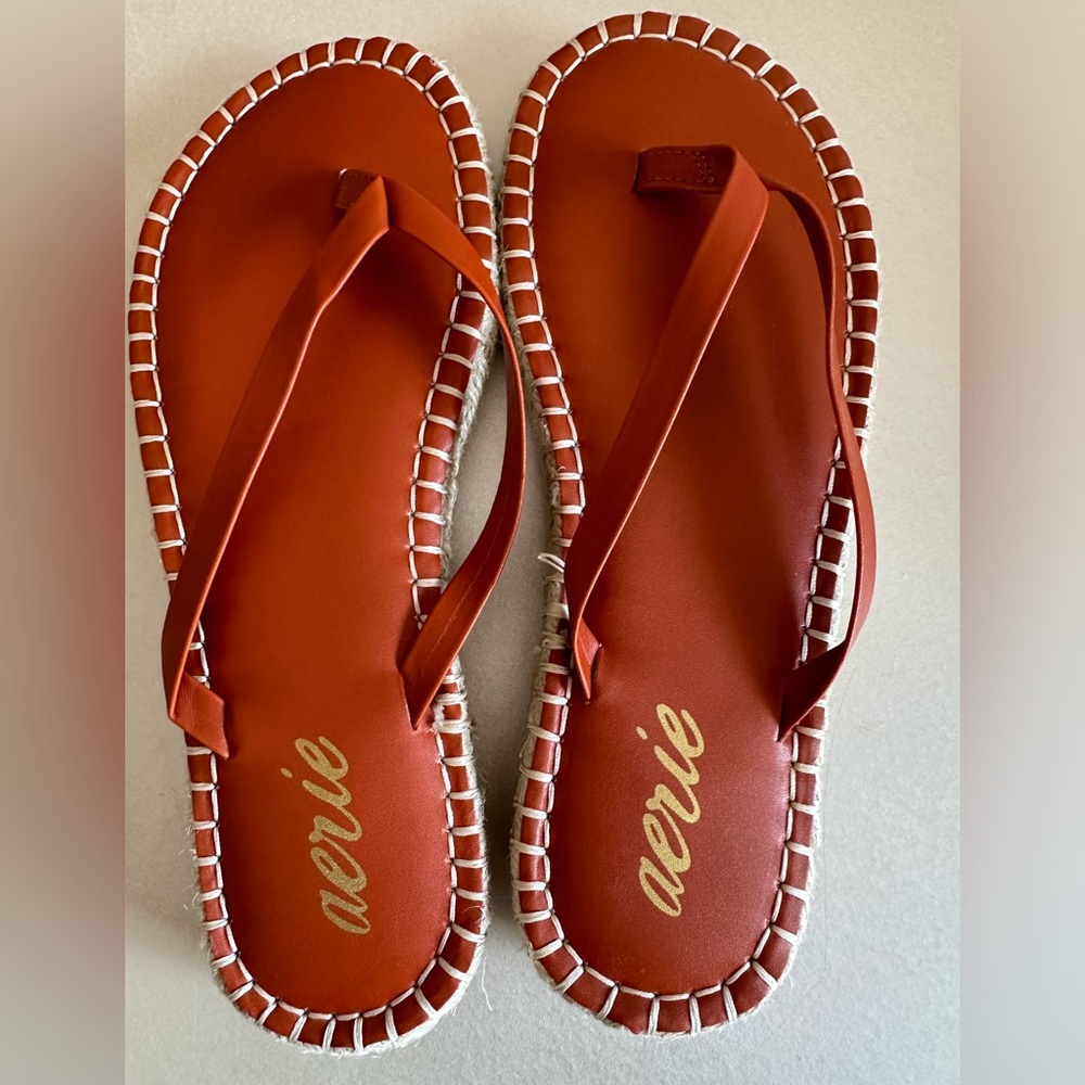 NEW Aerie  Flip Flops Espadrille Sandals Slip On Orrange color size 8